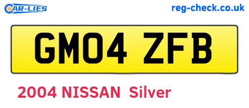 GM04ZFB are the vehicle registration plates.