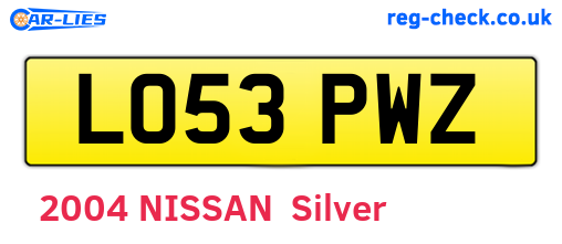 LO53PWZ are the vehicle registration plates.