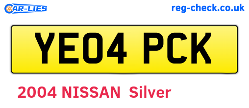 YE04PCK are the vehicle registration plates.