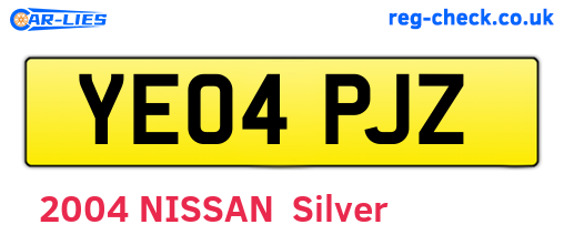 YE04PJZ are the vehicle registration plates.