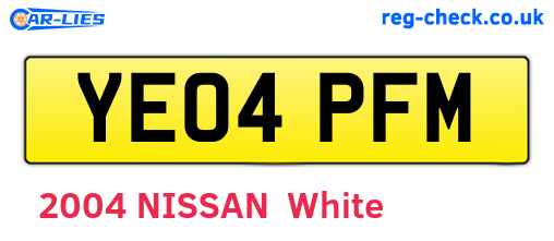 YE04PFM are the vehicle registration plates.