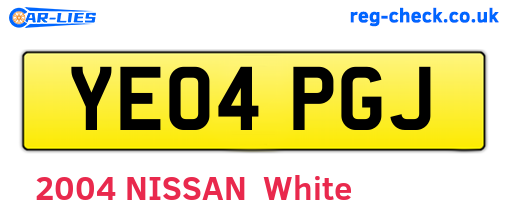 YE04PGJ are the vehicle registration plates.