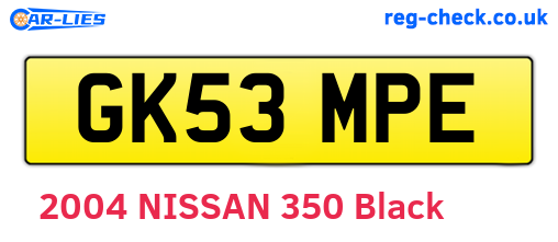 GK53MPE are the vehicle registration plates.