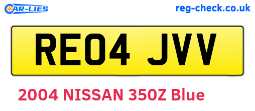 RE04JVV are the vehicle registration plates.