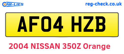 AF04HZB are the vehicle registration plates.