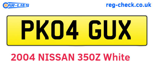 PK04GUX are the vehicle registration plates.