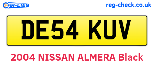 DE54KUV are the vehicle registration plates.