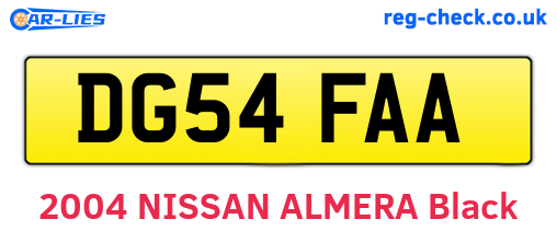 DG54FAA are the vehicle registration plates.