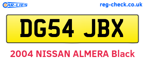 DG54JBX are the vehicle registration plates.