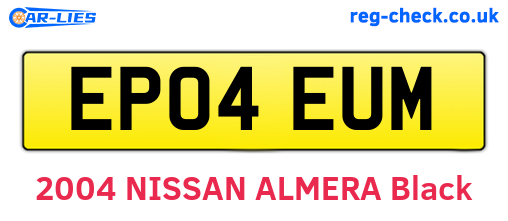 EP04EUM are the vehicle registration plates.