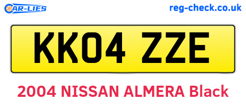 KK04ZZE are the vehicle registration plates.