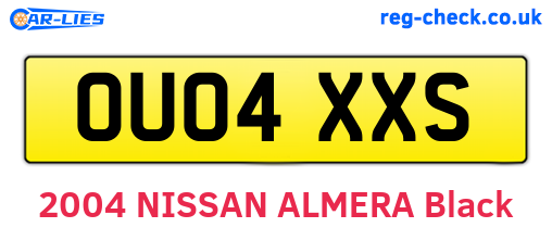OU04XXS are the vehicle registration plates.