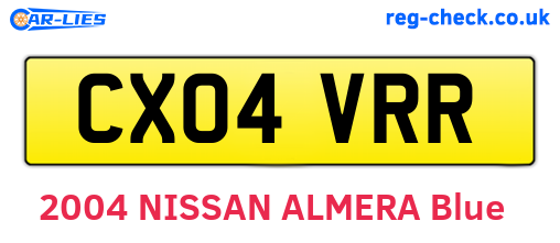 CX04VRR are the vehicle registration plates.