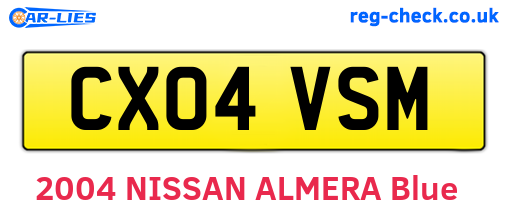 CX04VSM are the vehicle registration plates.