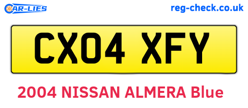 CX04XFY are the vehicle registration plates.