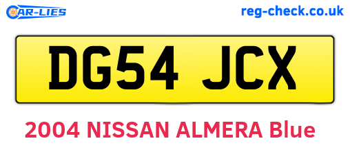 DG54JCX are the vehicle registration plates.