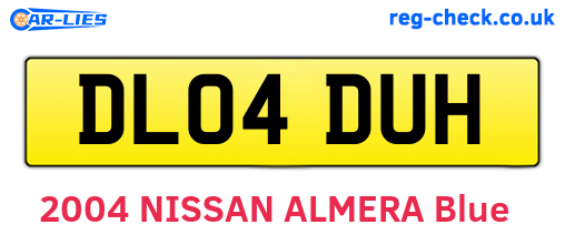 DL04DUH are the vehicle registration plates.