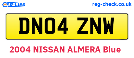 DN04ZNW are the vehicle registration plates.