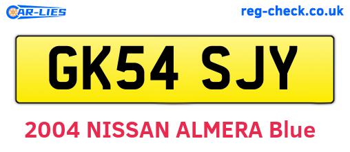GK54SJY are the vehicle registration plates.