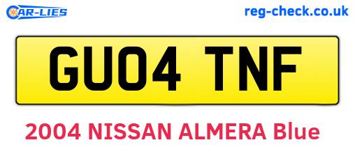 GU04TNF are the vehicle registration plates.