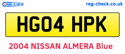 HG04HPK are the vehicle registration plates.