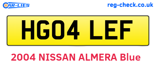 HG04LEF are the vehicle registration plates.