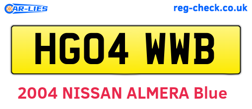 HG04WWB are the vehicle registration plates.
