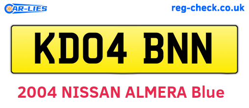 KD04BNN are the vehicle registration plates.