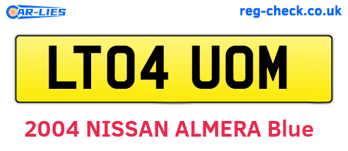 LT04UOM are the vehicle registration plates.