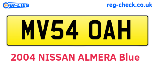 MV54OAH are the vehicle registration plates.