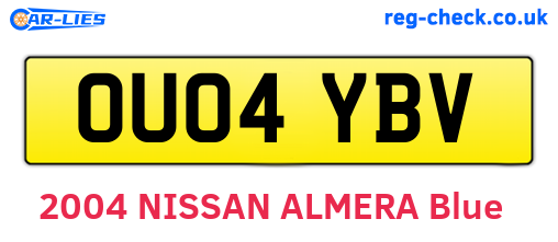 OU04YBV are the vehicle registration plates.