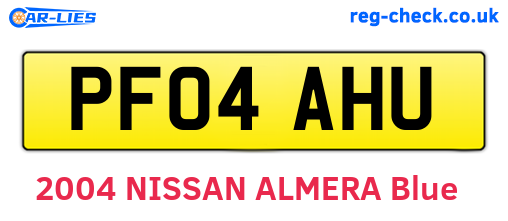 PF04AHU are the vehicle registration plates.