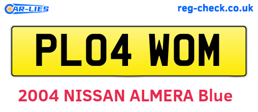 PL04WOM are the vehicle registration plates.