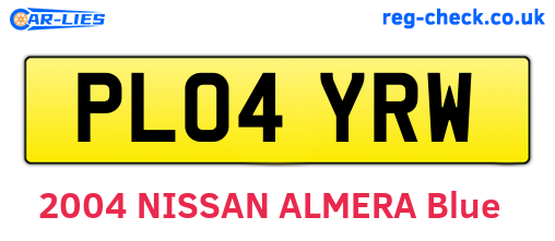 PL04YRW are the vehicle registration plates.