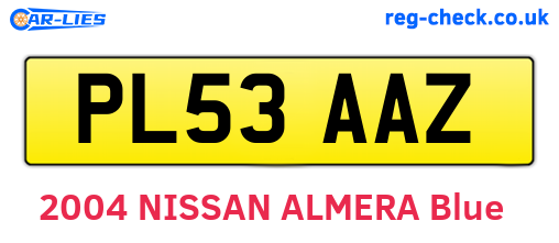 PL53AAZ are the vehicle registration plates.