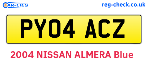 PY04ACZ are the vehicle registration plates.