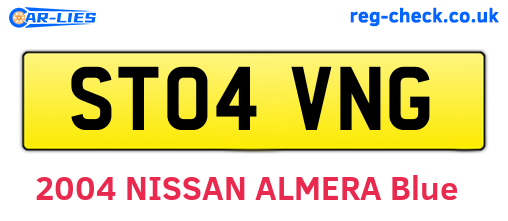ST04VNG are the vehicle registration plates.