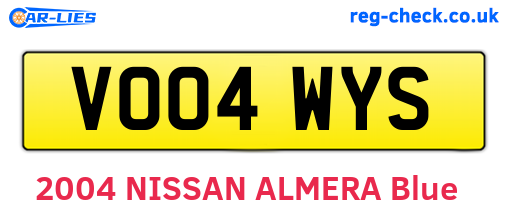 VO04WYS are the vehicle registration plates.