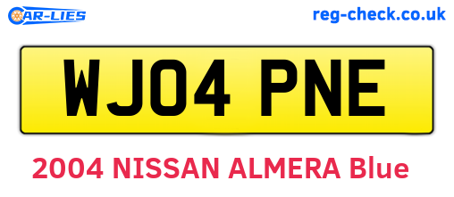 WJ04PNE are the vehicle registration plates.