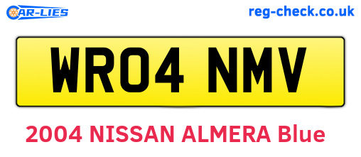 WR04NMV are the vehicle registration plates.