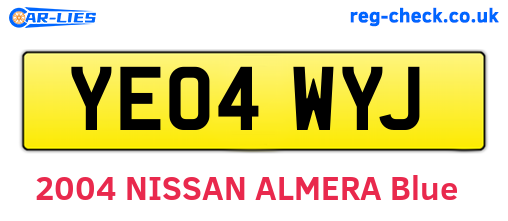 YE04WYJ are the vehicle registration plates.