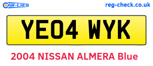 YE04WYK are the vehicle registration plates.