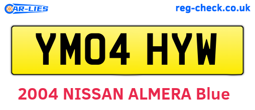YM04HYW are the vehicle registration plates.
