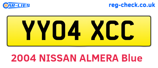 YY04XCC are the vehicle registration plates.