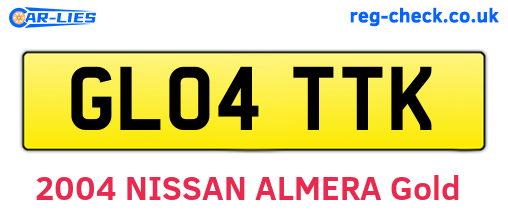 GL04TTK are the vehicle registration plates.