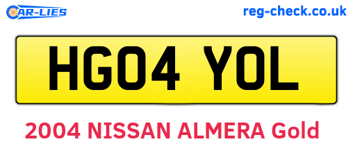 HG04YOL are the vehicle registration plates.