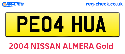 PE04HUA are the vehicle registration plates.