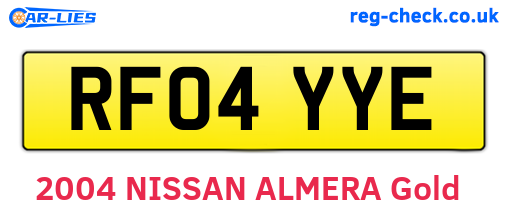 RF04YYE are the vehicle registration plates.