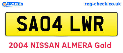 SA04LWR are the vehicle registration plates.