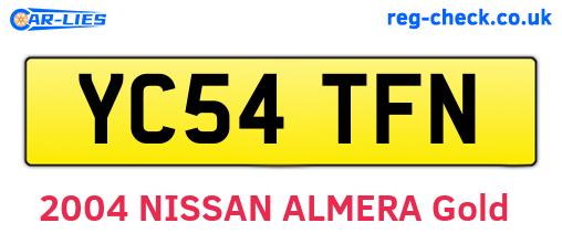YC54TFN are the vehicle registration plates.